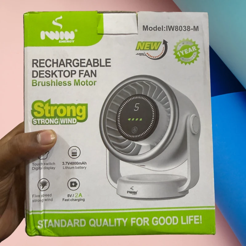 Rechargeable Desktop Fan With Hook Wall Mounted - IW8038-M