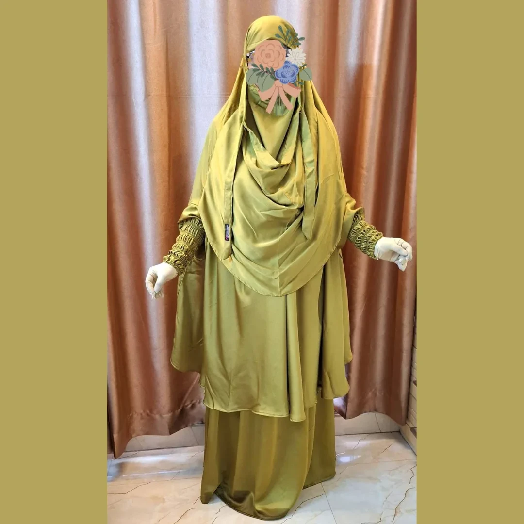 Dubble Part Cherry Georgette Fabric  khimar scarf Set CG108